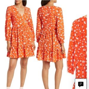 NWT Eliza J. Orange long sleeve floral dress